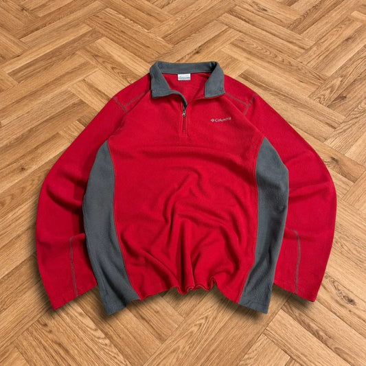 Columbia y2k 1/4 zip fleece red mens large pullover autumnal tech fleece
