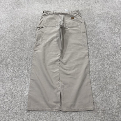 Vintage Carhartt carpenter pants y2k loose fit beige Loose leg 100% cotton skater style workwear