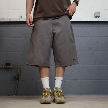 Dickies baggy carpenter shorts grey Chino style skater shorts long wode leg festival