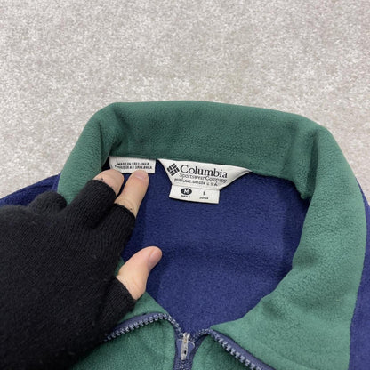 Y2k Columbia technical fleece navy purple Full zip up colour block adjustable waist