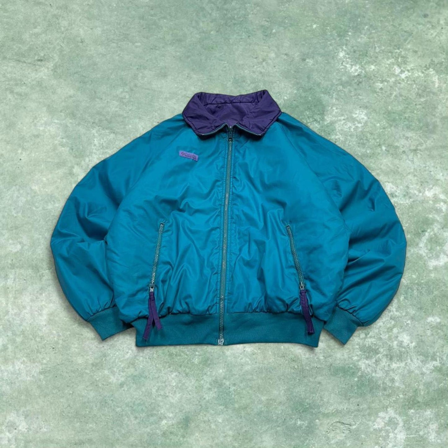 Vintage y2k reversible Columbia technical windbreaker jacket Purple green Bomber style jacket