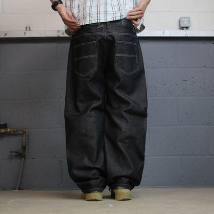Y2K black baggy jeans wide leg Kayden. K Loose fit skater surf style jeans