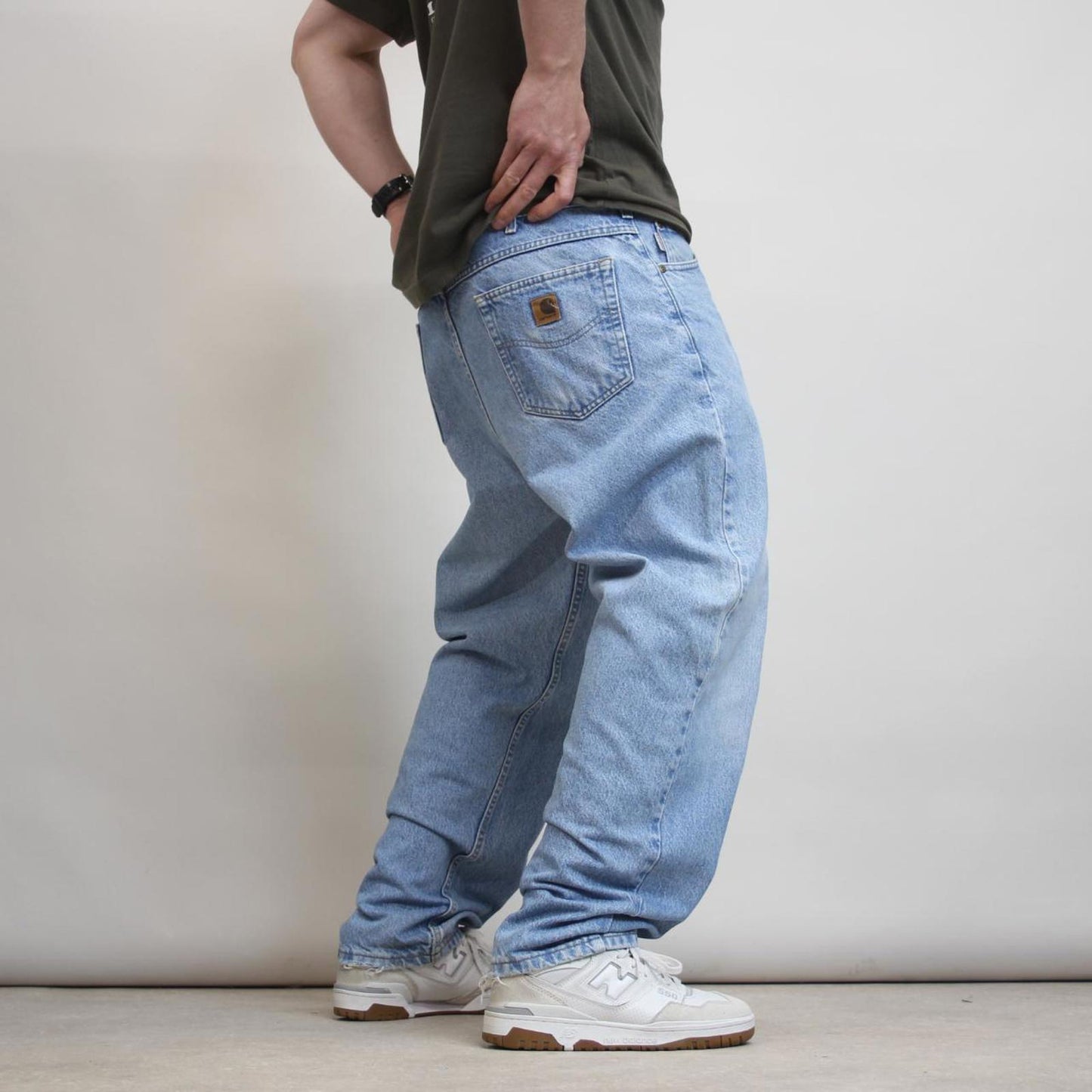 Mens Carhartt jeans W38 L30 blue Loose thick denim 90s style skate jeans