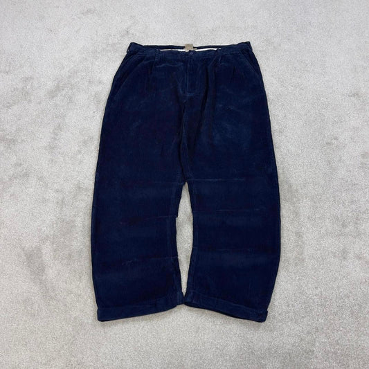 Vintage Scandia Woods Navy wide wale corduroy trousers W40L30 pleated baggy cord pants 90s skater