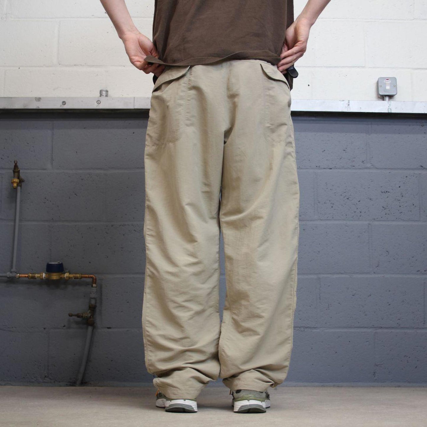 Y2K The North Face technical pants beige Loose hiking style TNF trousers embroidered