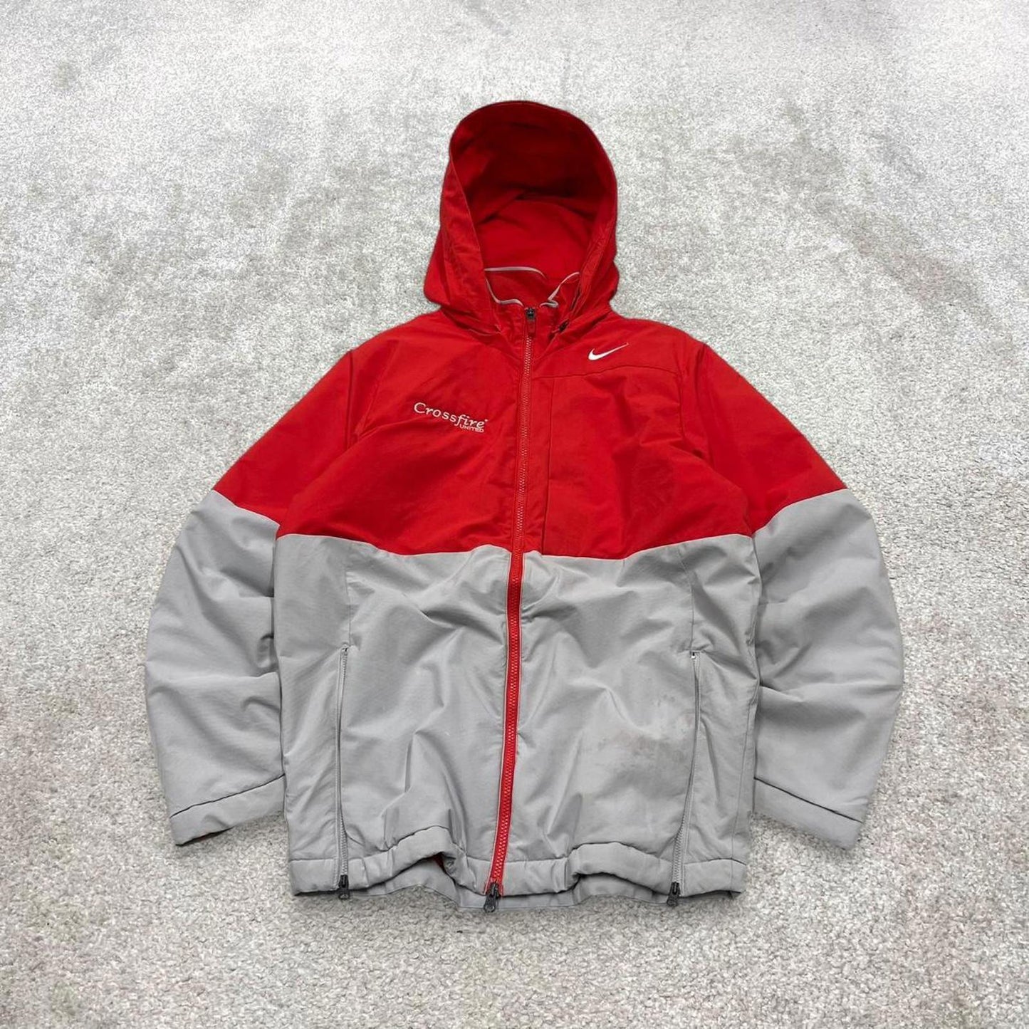 00s Nike jacket y2k style Medium men's red grey full zip padded windbreaker coat technical