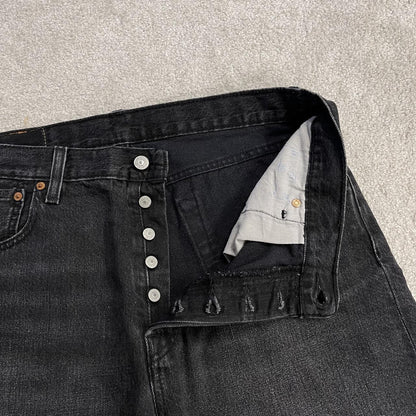 Levi’s 501 Black denim shorts Y2K Cut denim summer festival jean shorts frayed