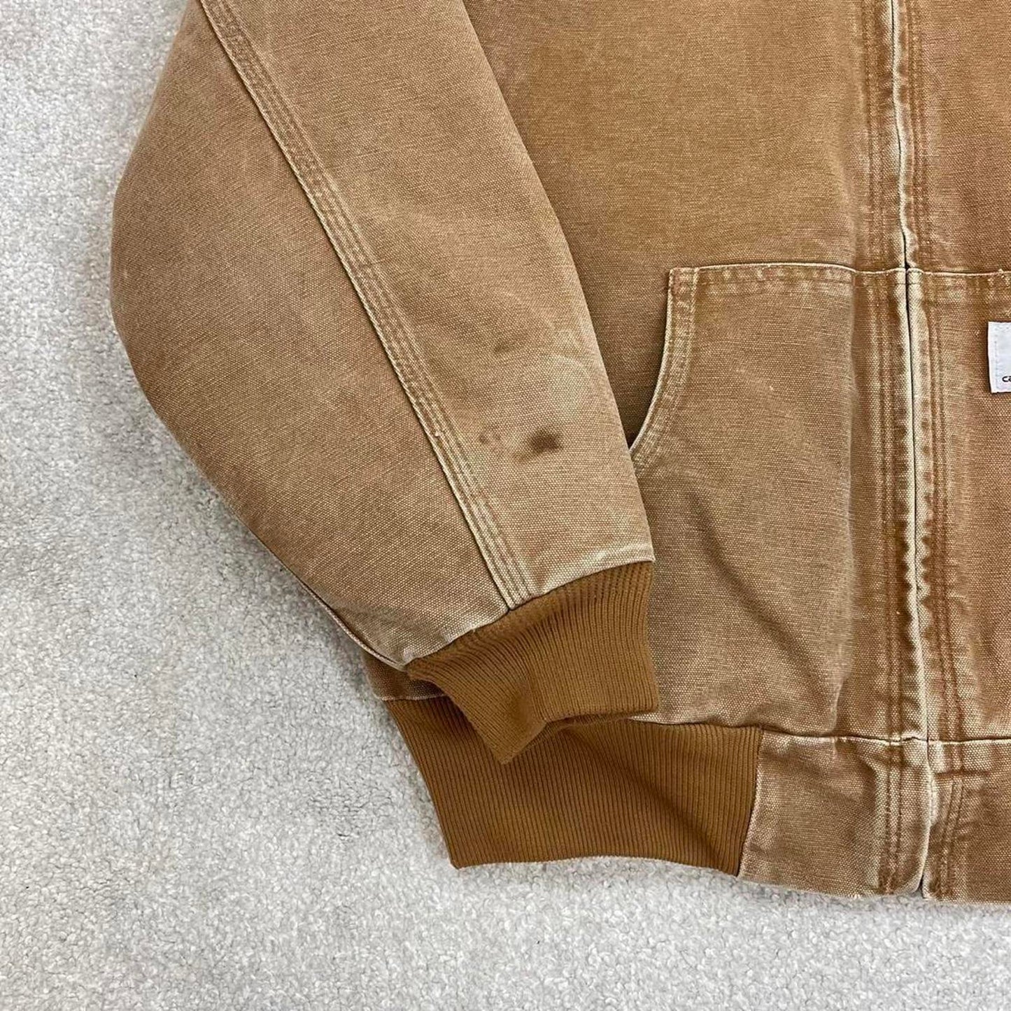 Sand brown Women's Carhartt hooded active jacket Large canvas work coat