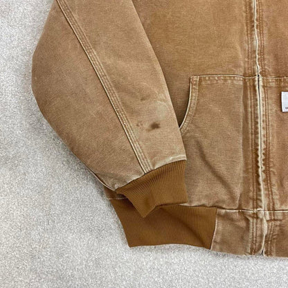 Sand brown Women's Carhartt hooded active jacket Large canvas work coat