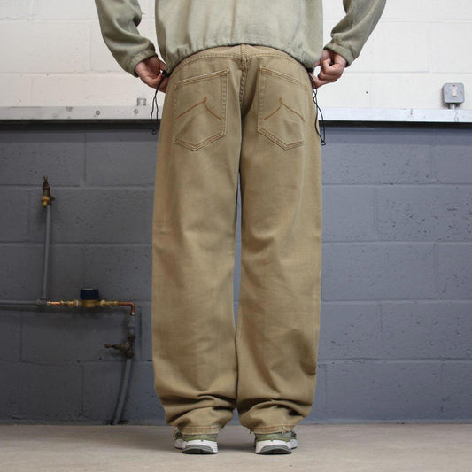 90s y2k Rocawear jeans W38L33 loose khaki denim embroidered skate style hip hop pants