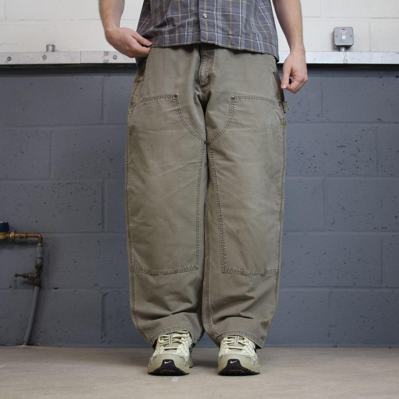 Baggy Carhartt double knee carpenter pants y2k khaki Loose leg skater style workwear pants