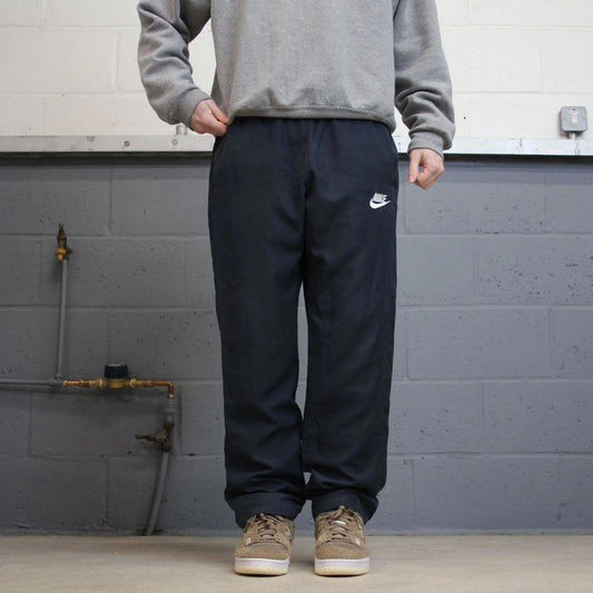 Y2k loose Nike tracksuit bottoms navy Loose lined embroidered track pants