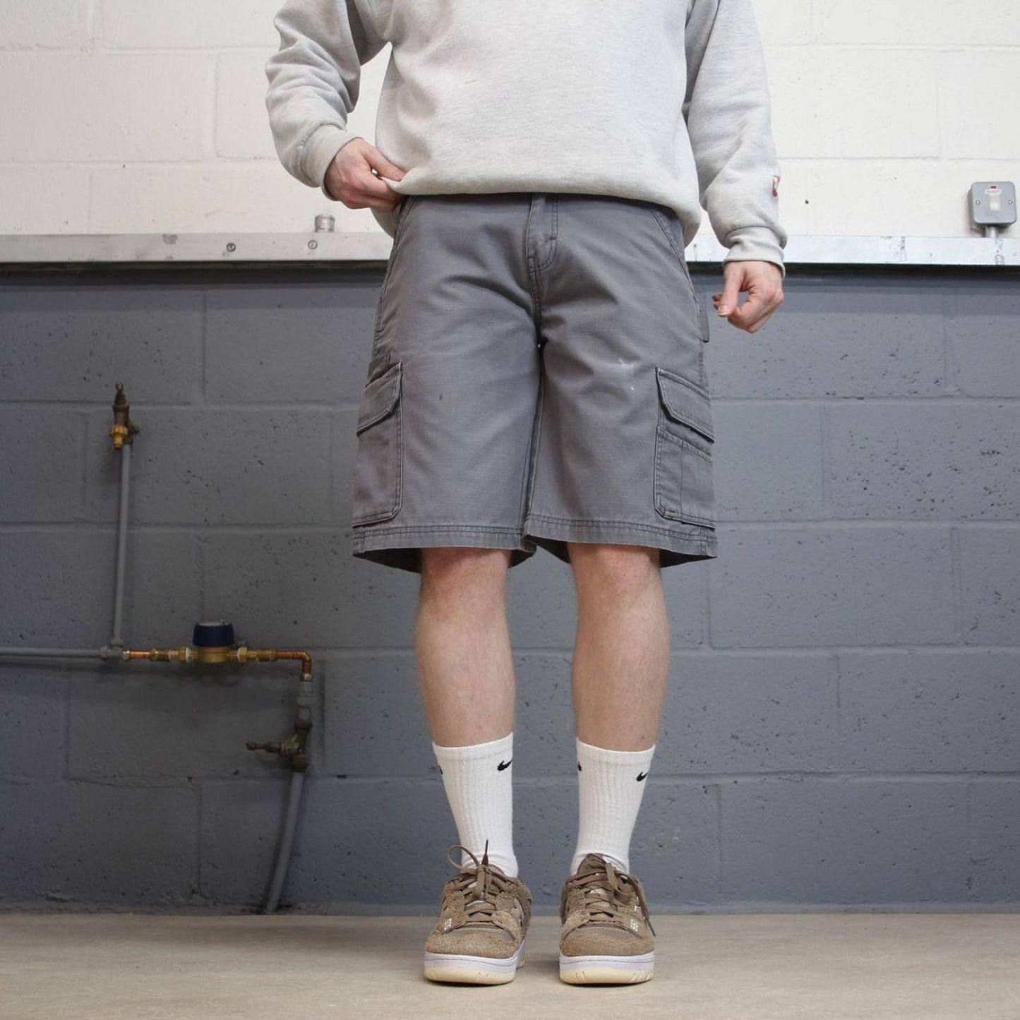 Y2k Dickies carpenter shorts skater style grey Loose leg canvasy summer festival jorts