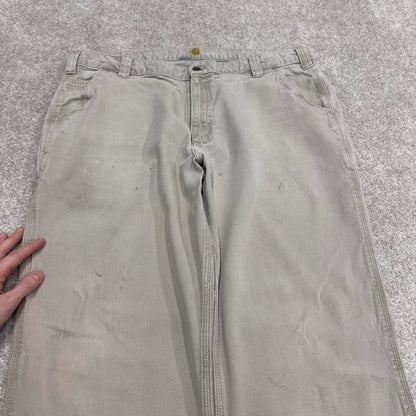 Y2K Carhartt carpenter jeans beige Relaxed fit canvasy skate style workwear cargo pants