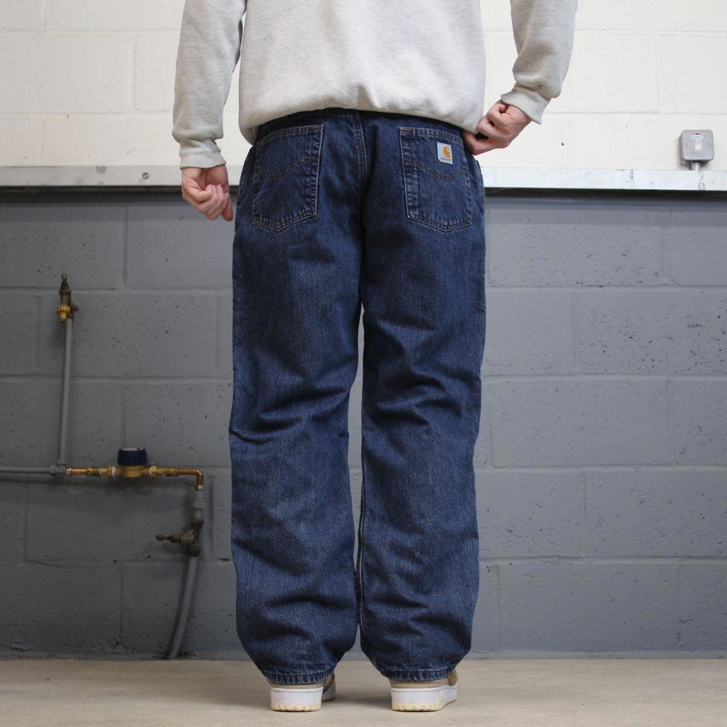 Y2K women's Carhartt jeans flannel lined blue Loose thick denim workwear pants