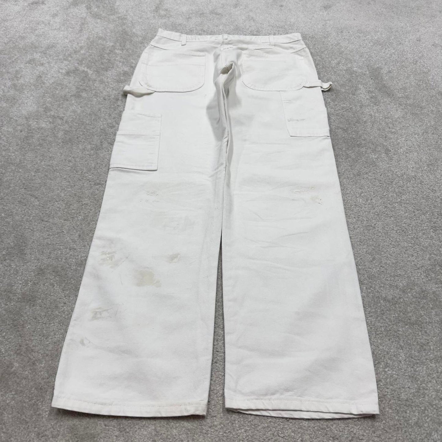90s Dickies double knee carpenter pants white painters cargos W34L32 00s skater style workwear