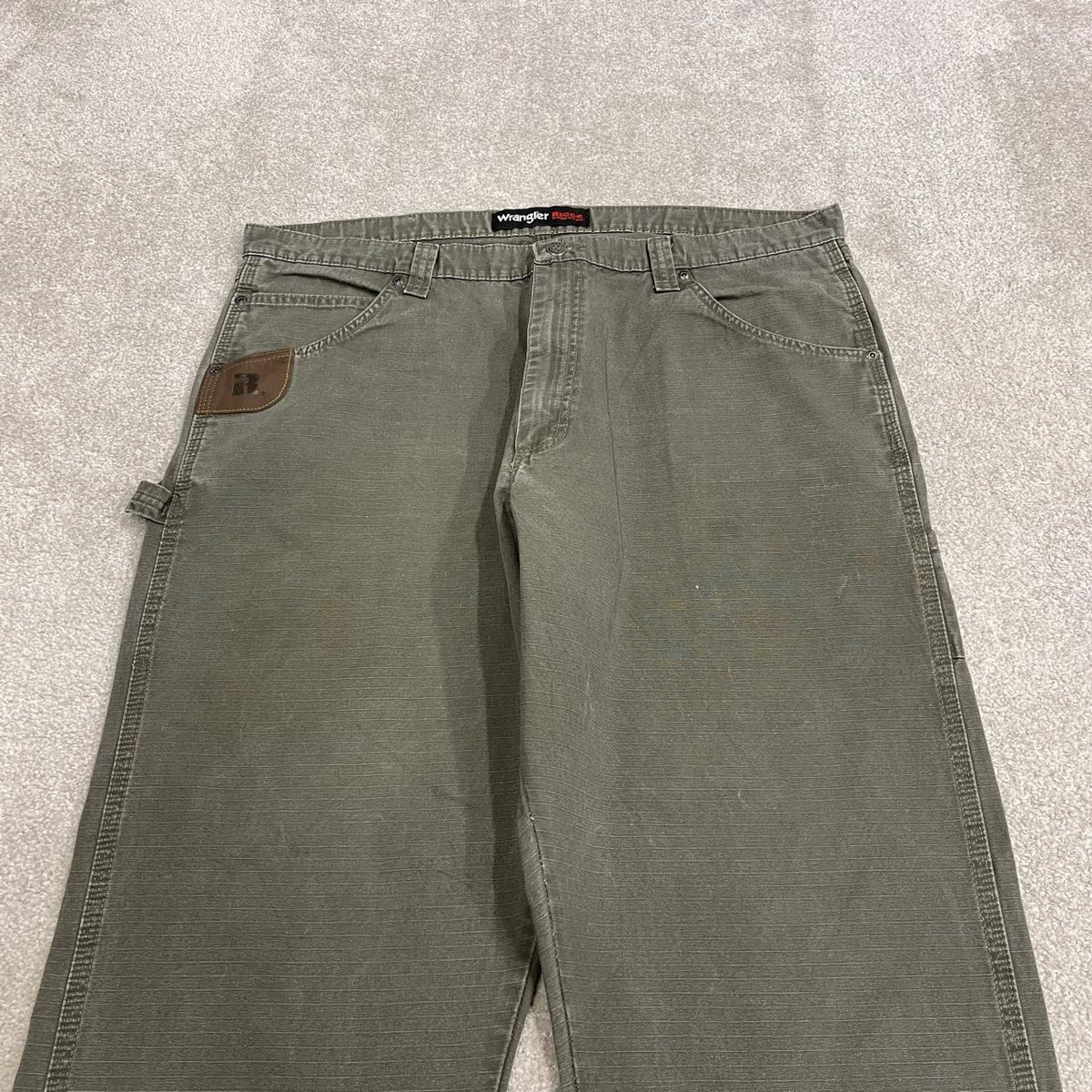 Wrangler carpenter jeans y2k washed green Wide leg canvas Riggs skater work utility pants