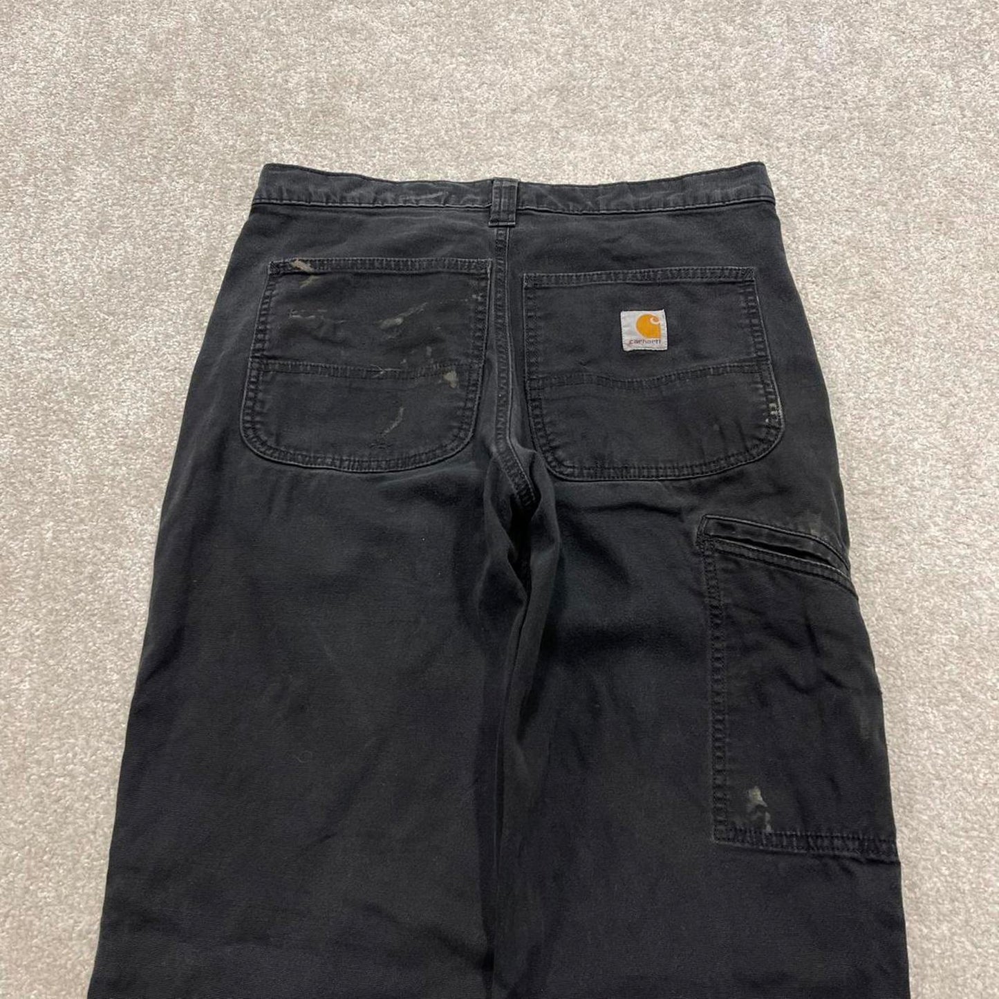 Y2K vintage carhartt carpenter pants black Relaxed fit canvasy skate style workwear cargo pants