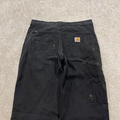 Y2K vintage carhartt carpenter pants black Relaxed fit canvasy skate style workwear cargo pants