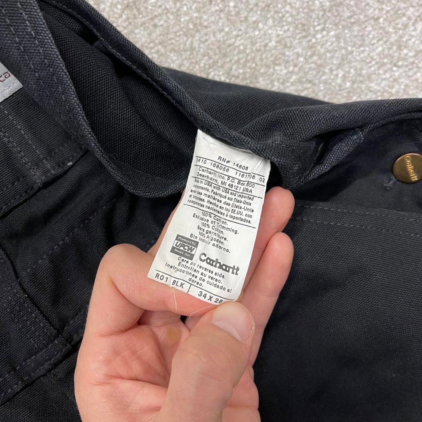 Vintage Carhartt dungarees W34L28 mens canvas overalls black utility worker skater