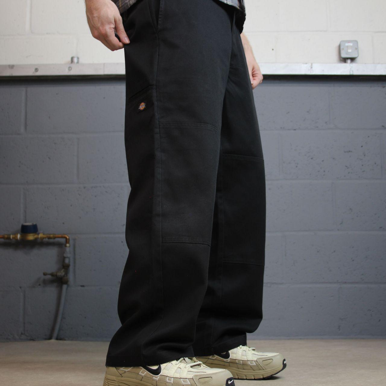 Dickies baggy double knee pants black W34L30 Wide leg chino skate style cargo work trousers