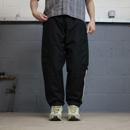 Baggy Y2K Adidas tracksuit bottoms black Embroidered side stripe track pants