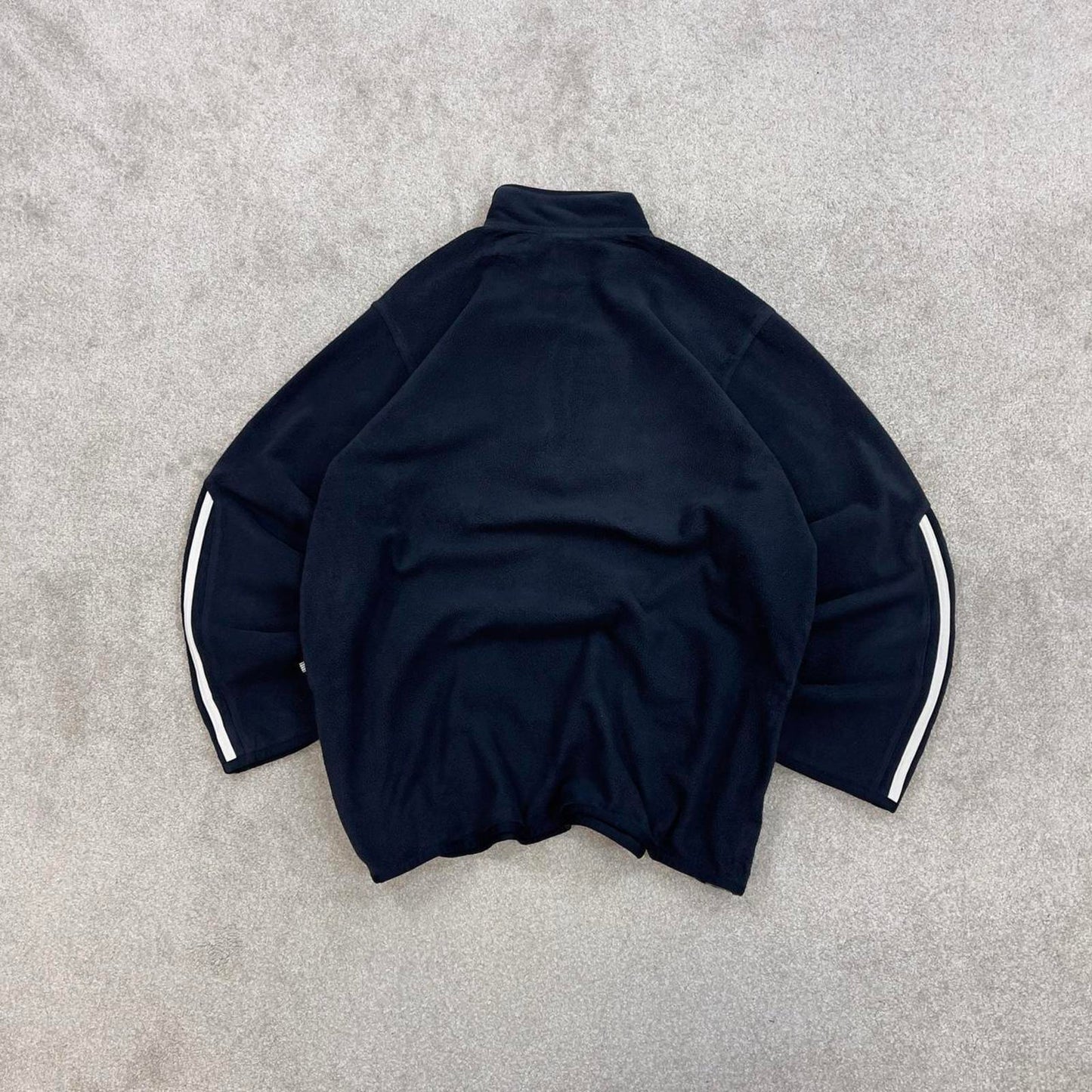 Navy Adidas technical fleece Large 1/4 zip pull over y2k autumn style lightweight zip up striped