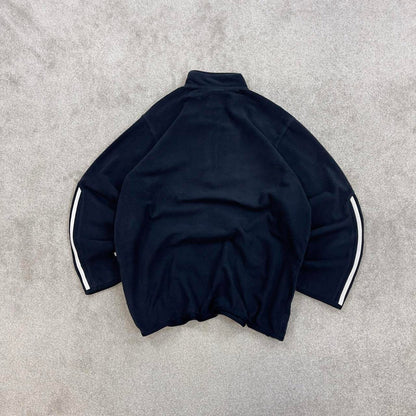 Navy Adidas technical fleece Large 1/4 zip pull over y2k autumn style lightweight zip up striped