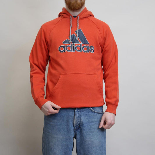 Orange Adidas hoodie S y2k pullover jumper embroidered logo