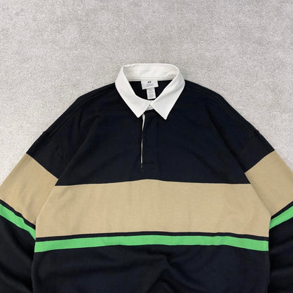 Black H&M Vintage-Inspired Rugby Shirt S