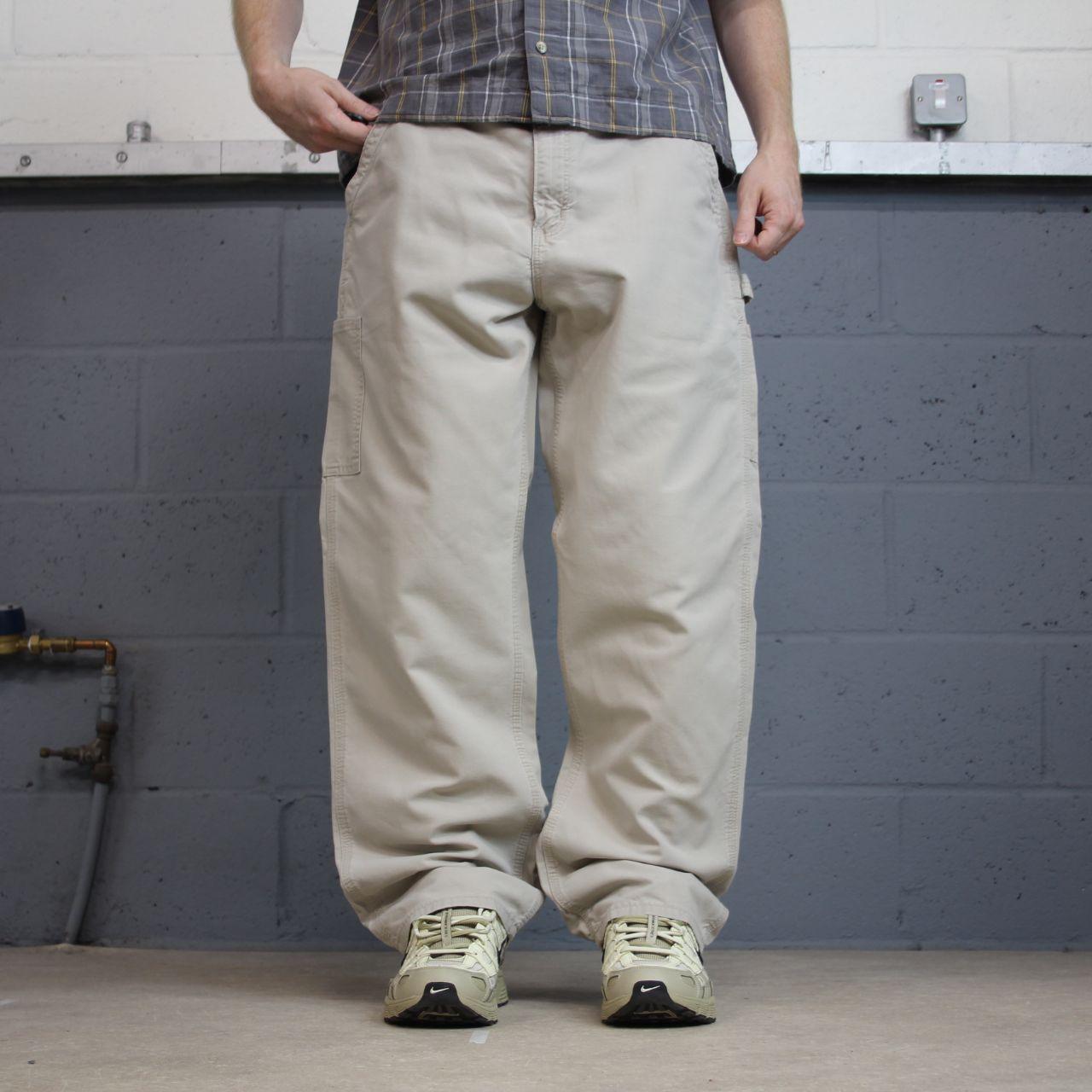 Baggy vintage Carhartt carpenter pants y2k beige Loose leg 2000s skater style workwear