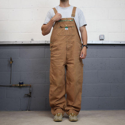 Vintage y2k baggy denim Dungarees loose tan Liberty workwear bib & brace overalls utility