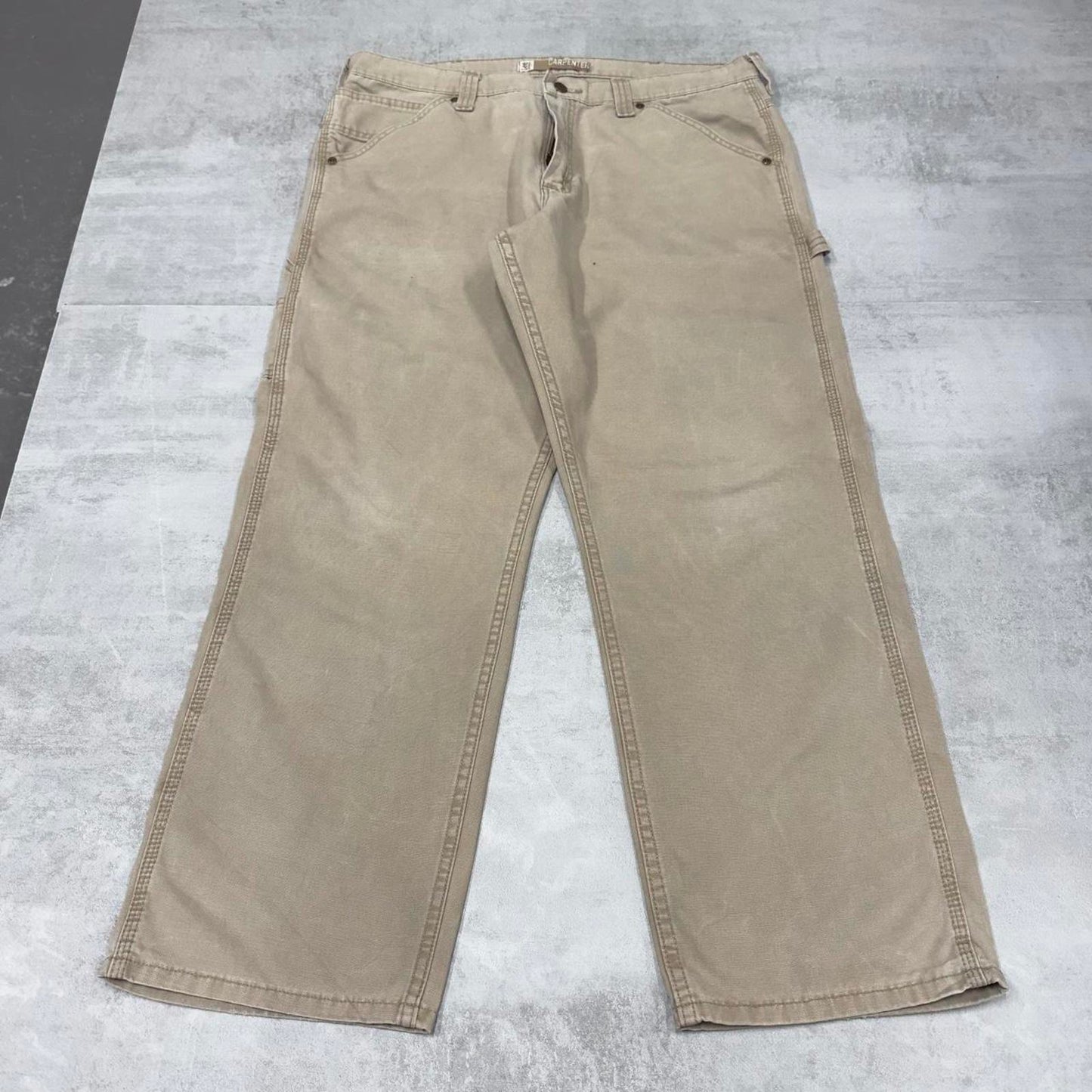 Baggy Lee carpenter pants W38L30 Loose wide leg cargo pants 90s style beige