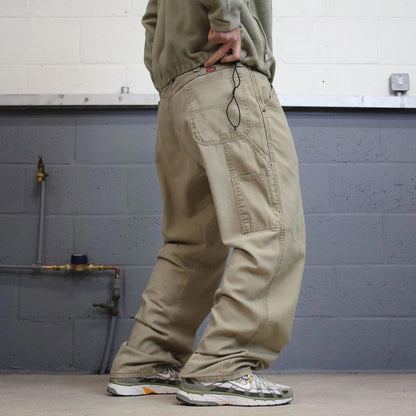 Vintage Wrangler carpenter skate pants W40L34 khaki grey loose workwear cargo jeans