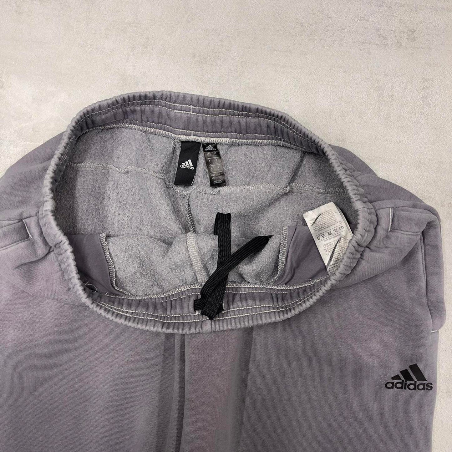 Y2k Adidas tracksuit bottoms Large men's grey joggers casual sports gym wear track pants soft