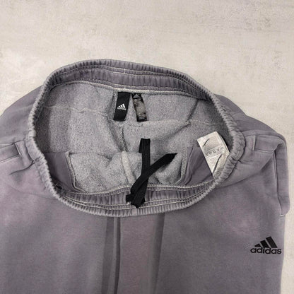 Y2k Adidas tracksuit bottoms Large men's grey joggers casual sports gym wear track pants soft