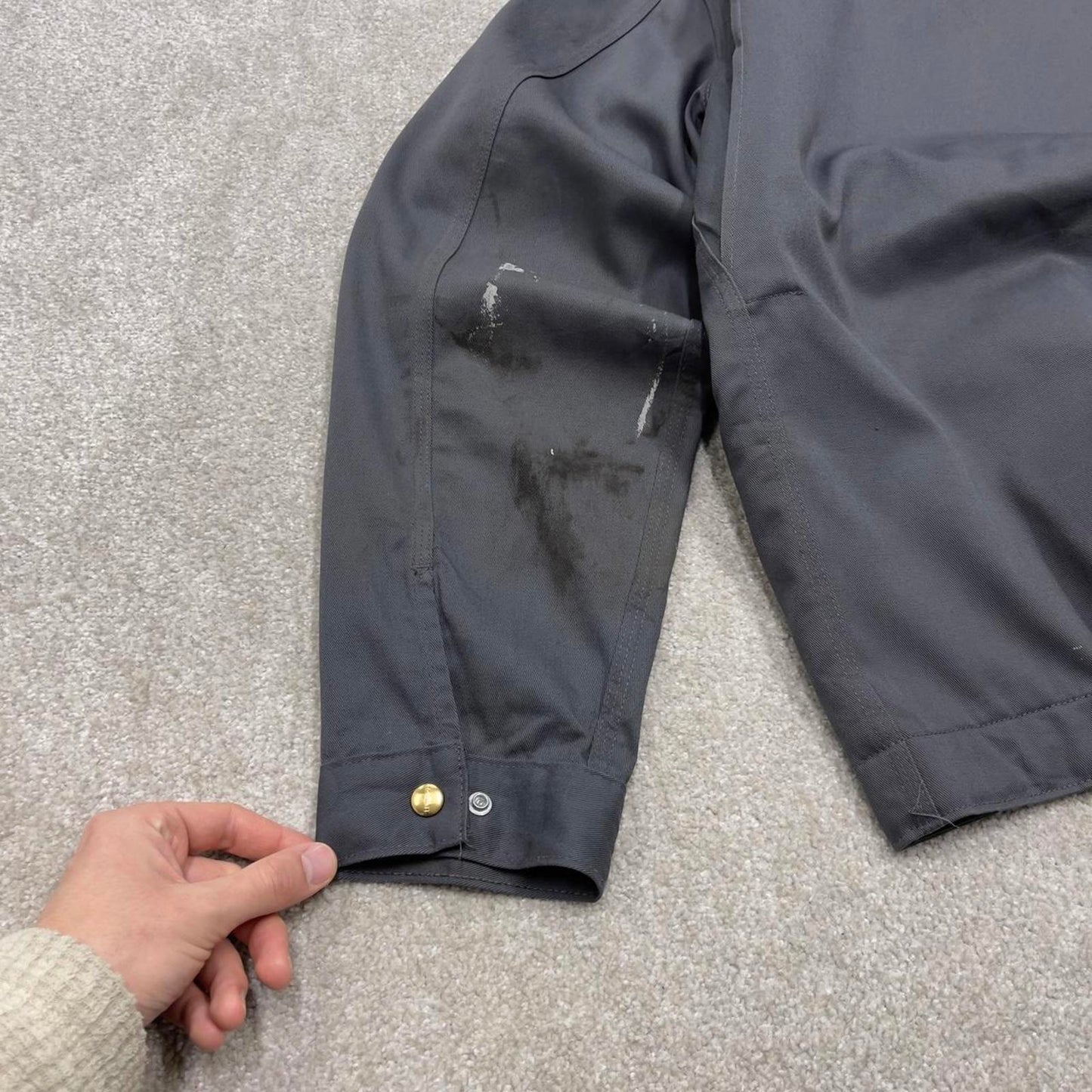 Carhartt chore jacket grey 90s style L Tall loose quilt lined workwear overcoat