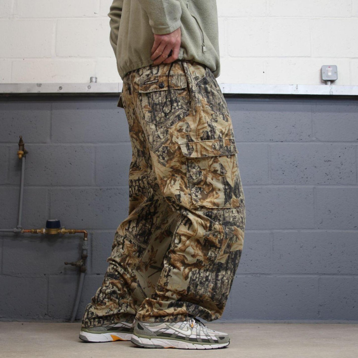 Y2K baggy camo cargo pants khaki XL Loose floaty Commander hunting camouflage trousers
