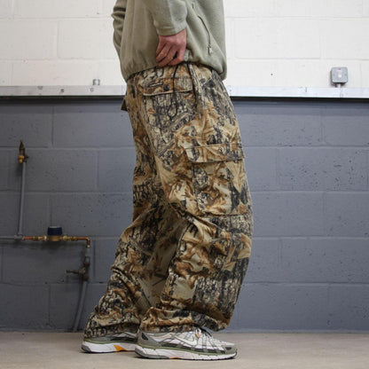 Y2K baggy camo cargo pants khaki XL Loose floaty Commander hunting camouflage trousers