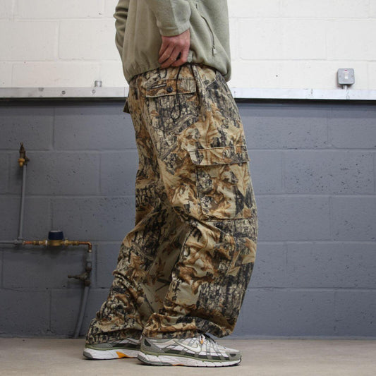 Y2K baggy camo cargo pants khaki XL Loose floaty Commander hunting camouflage trousers