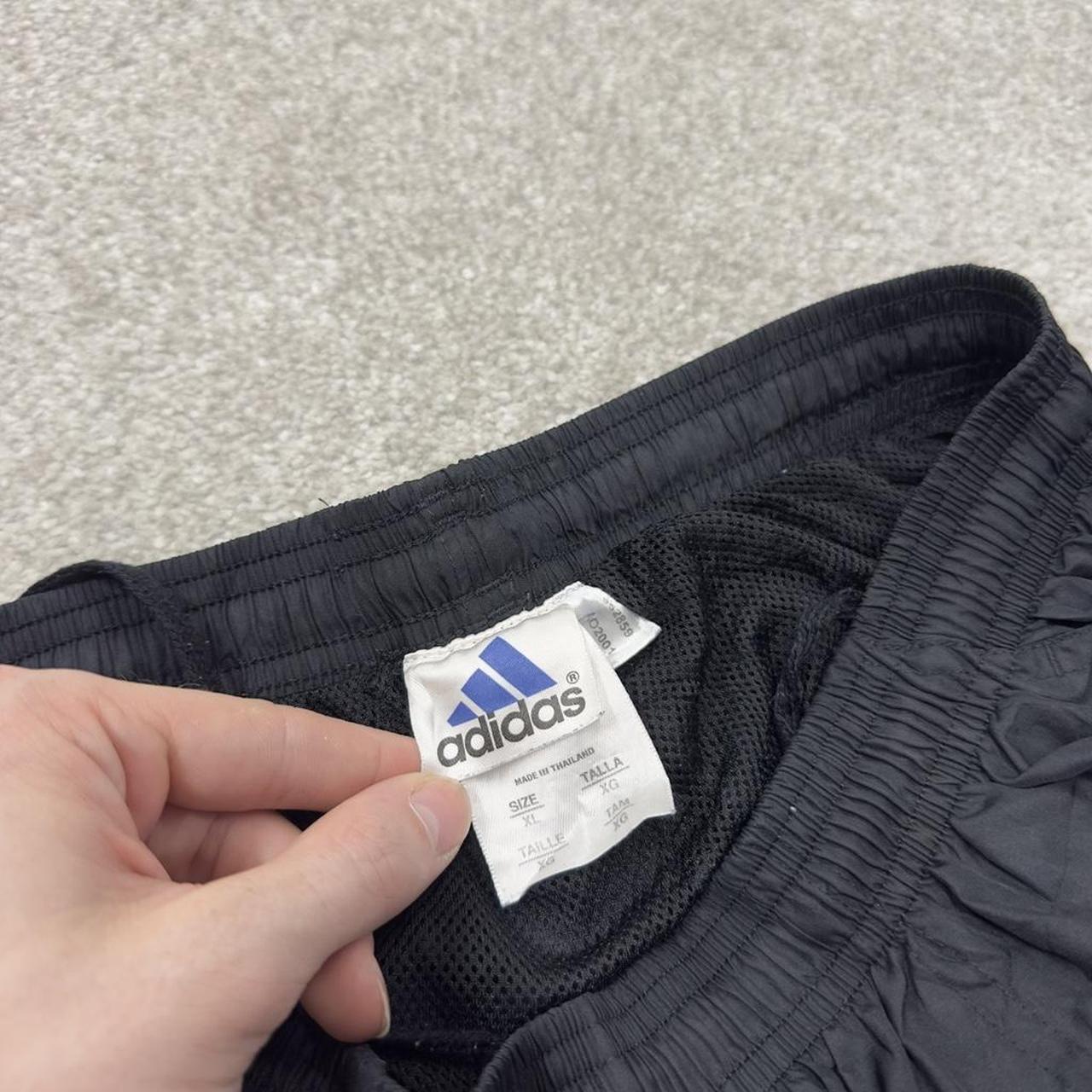Vintage Adidas tracksuit bottoms loose black Loose floaty embroidered side stripe track pants