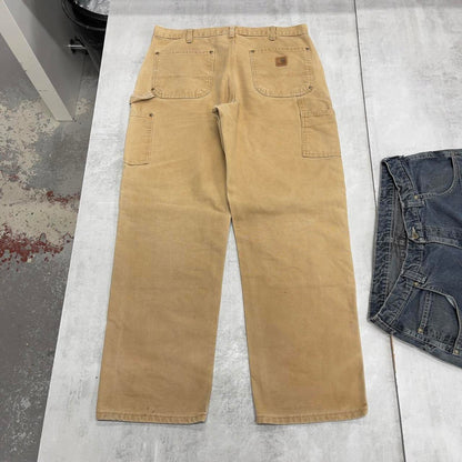 Baggy Carhartt double knee carpenter jeans W36 L32 tan 90s style skater cargos