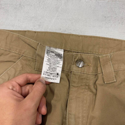 Vintage baggy Carhartt carpenter pants W32L30 tan 90s style loose leg skater cargos