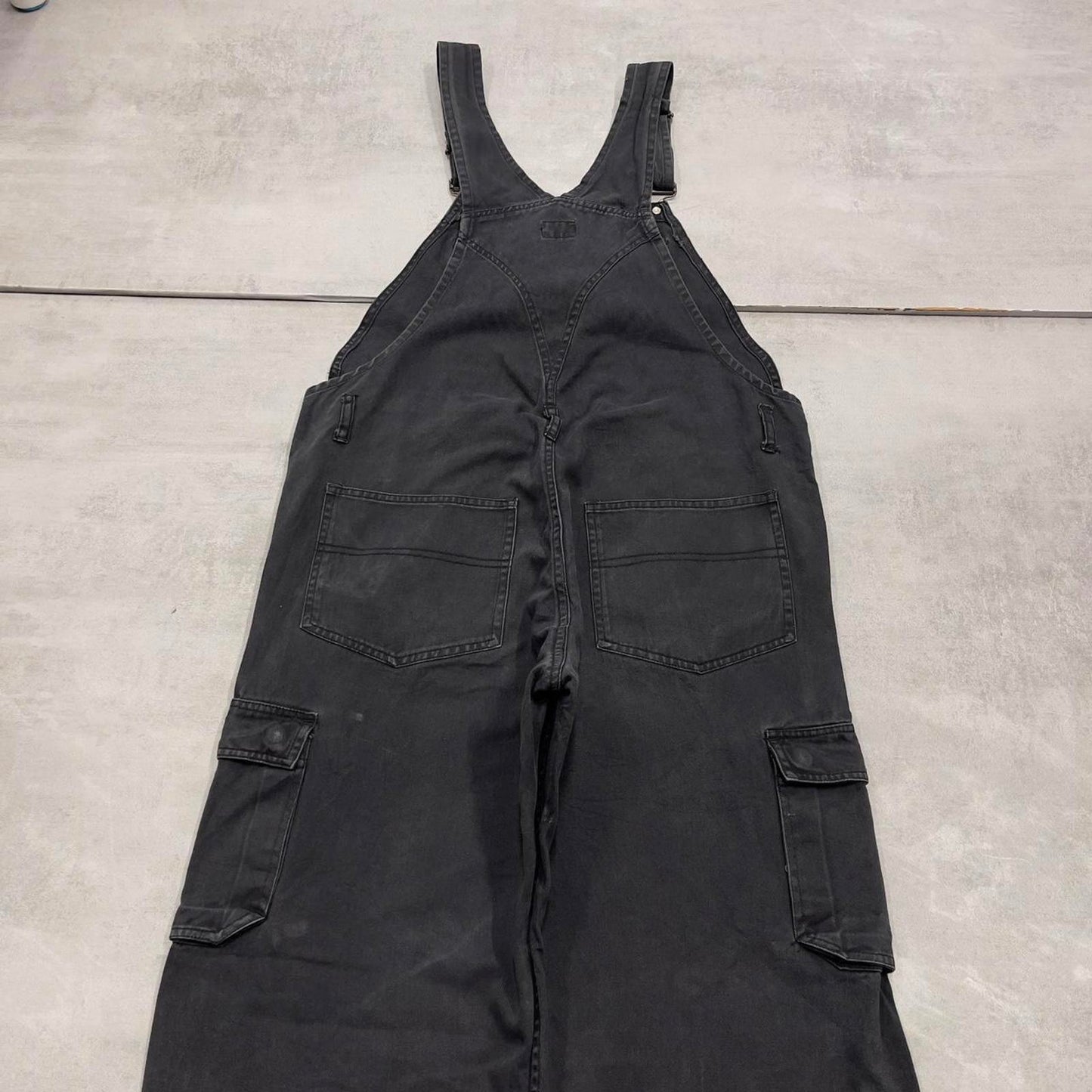Vintage baggy black Rocky dungarees W36L32 black womens overalls