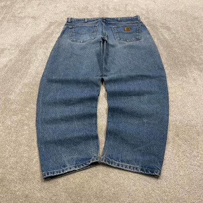 Vintage blue Carhartt jeans W36L30 loose baggy denim 90s style skater jeans patch logo