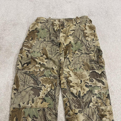 Vintage camo cargo pants combat khaki Loose leg floaty tree camouflage Y2K style trousers