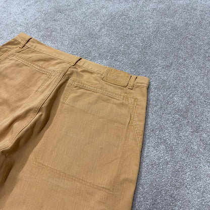 Vintage Girbaud baggy Y2K shorts loose yellow Skater / surf style long leg shorts