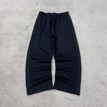 Baggy Nike Trackies Large Black y2k 00s style loose wide leg joggers embroidered Swoosh logo