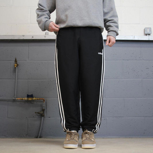 Vintage Y2K Adidas tracksuit bottoms black Floaty leg unlined side stripe track pants