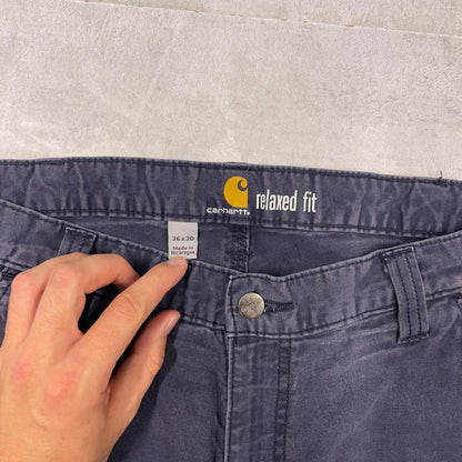Mens Carhartt carpenter pants W36 L30 navy purple relaxed 90s style cargos